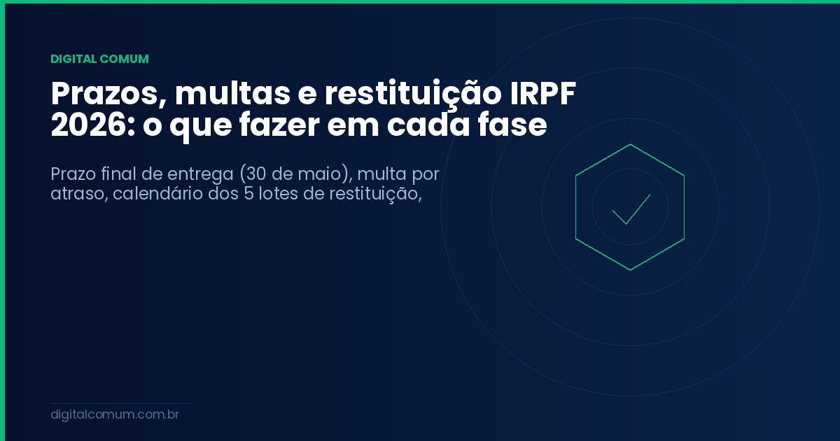 Prazos, multas e restituição IRPF 2026: o que fazer em cada fase