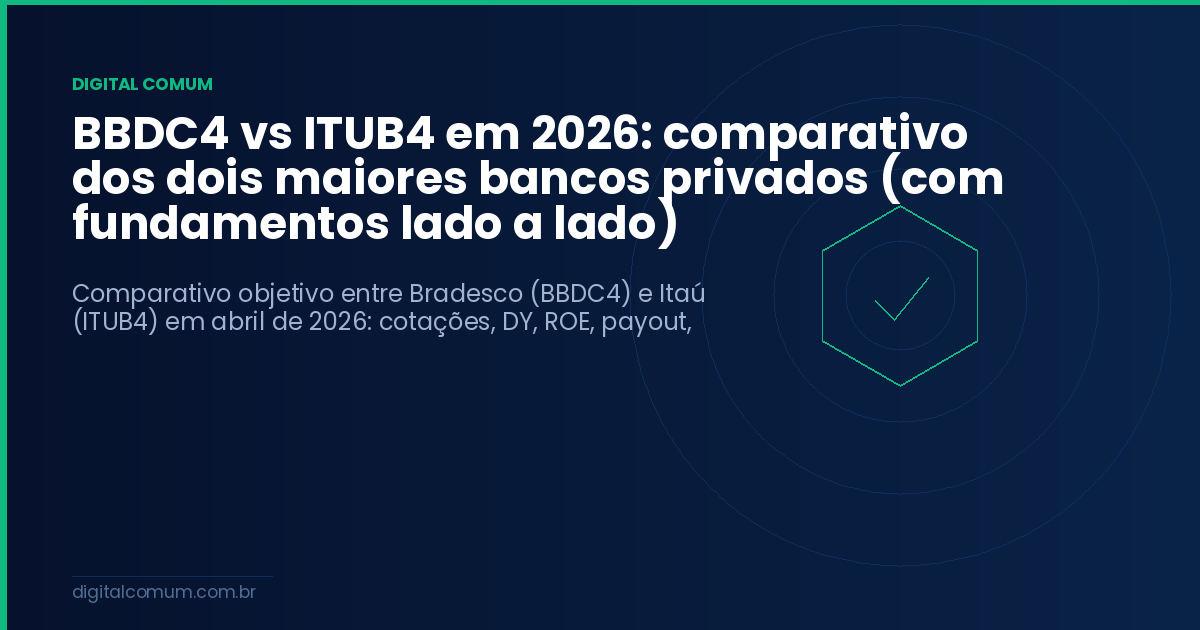 BBDC4 vs ITUB4 em 2026: comparativo dos dois maiores bancos privados (com fundamentos lado a lado)
