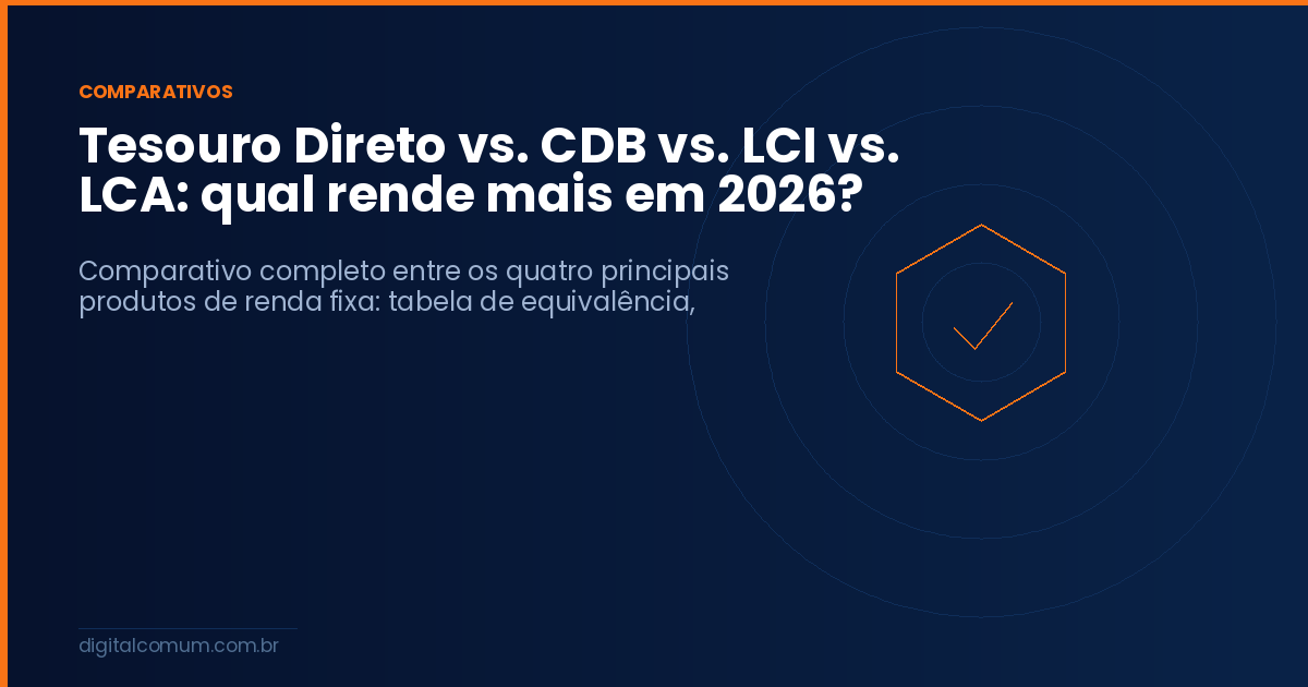 Tesouro Direto vs. CDB vs. LCI vs. LCA: qual rende mais em 2026?