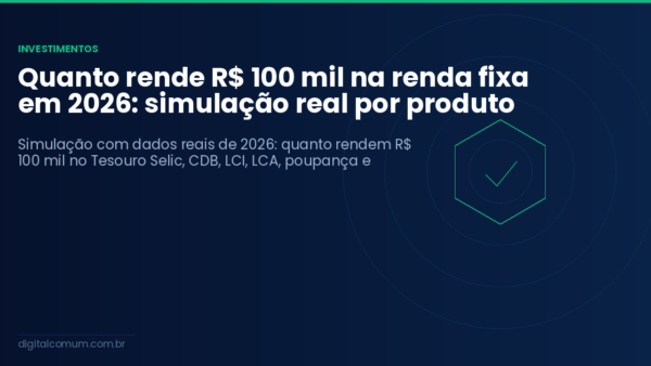 Quanto rende R$ 100 mil na renda fixa em 2026: simulação real por produto
