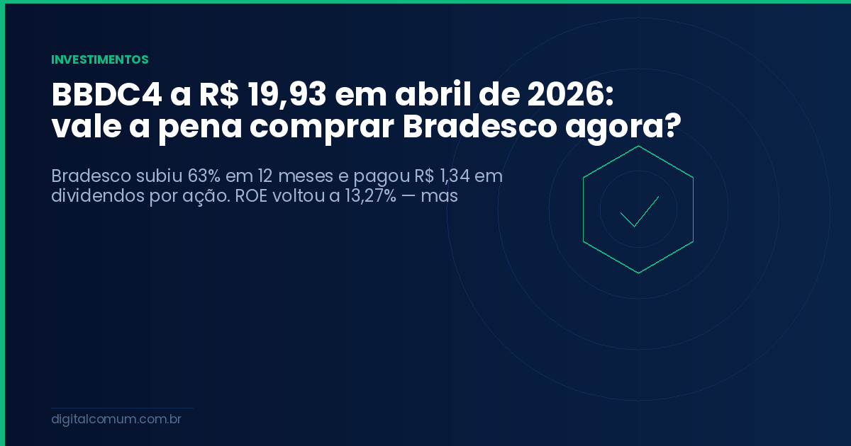 BBDC4 a R$ 19,93 em abril de 2026: vale a pena comprar Bradesco agora?