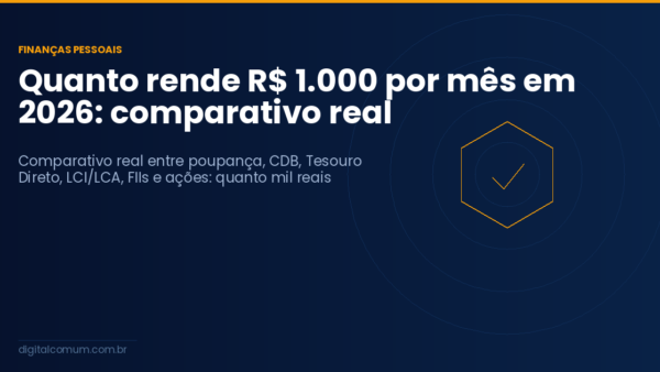 Quanto rende R$ 1.000 por mês em 2026: comparativo real