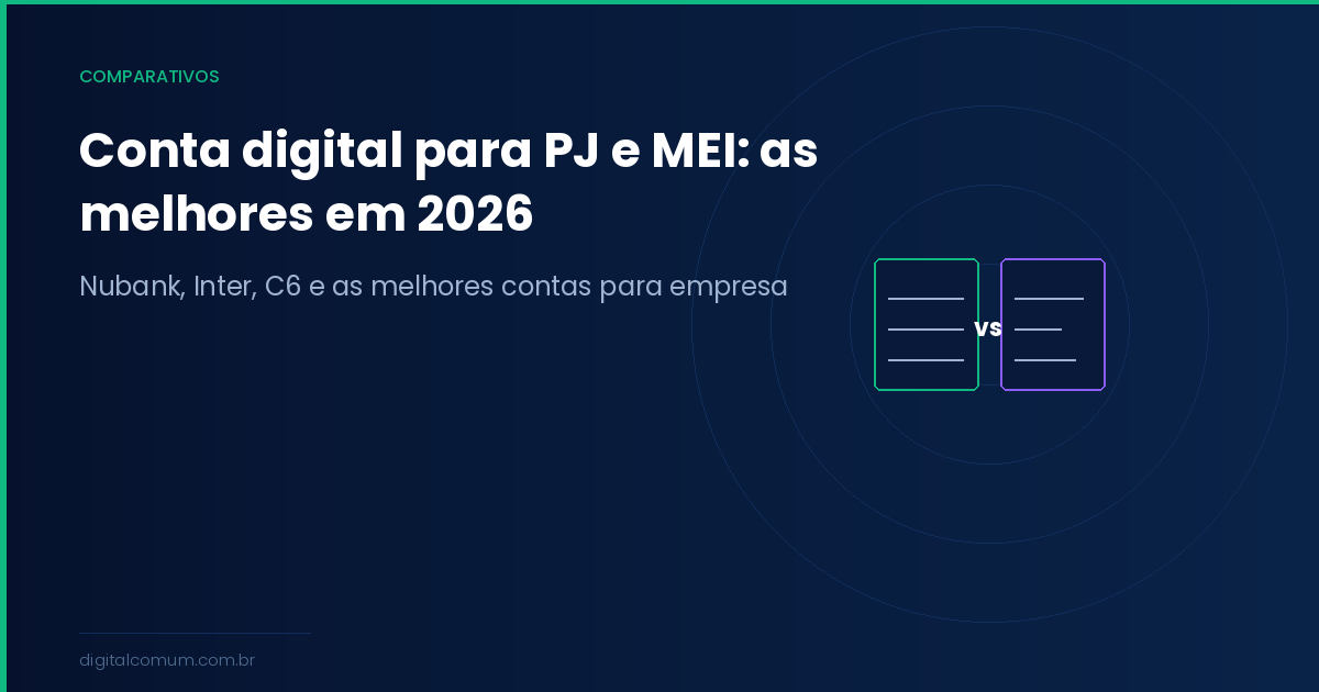 Melhores contas digitais para PJ e MEI em 2026