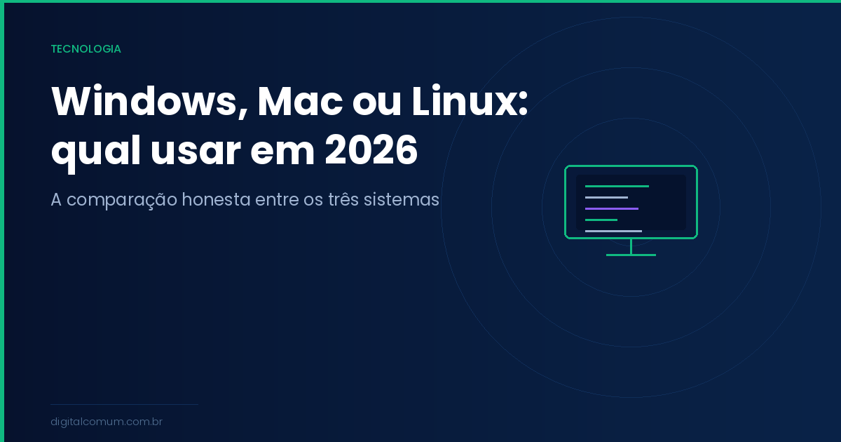 Windows, Mac ou Linux em 2026: qual sistema operacional usar